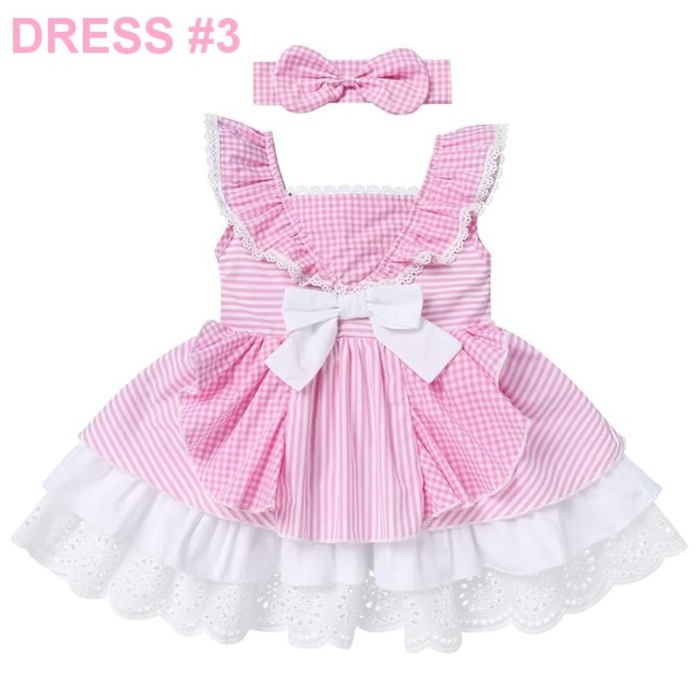 NWT Adorable Barbie Costume Movie Pink Gingham Plaid Baby Romper & Girls…